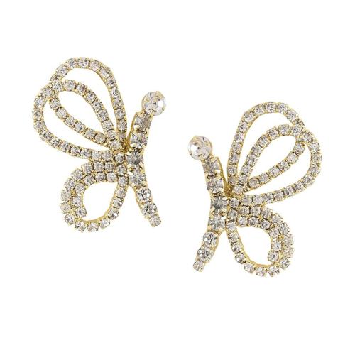 Kairangi by Yellow Chimes Gold Metal Crystal Studded Half Butterfly Designed Stud Earrings for Women and Girls - 8 cm
