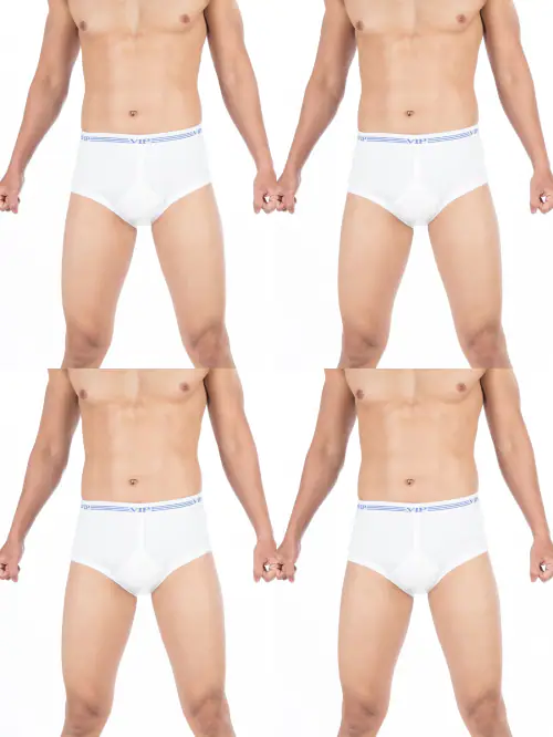 VIP SIGNOR WHITE MENS COTTON BRIEF PACK OF 4