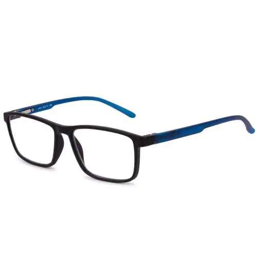 AFERELLE Anti Glare and Blue Zero Power Cut Rectangular Full Rim Computer Glass for Men, Women Black | Teal Blue