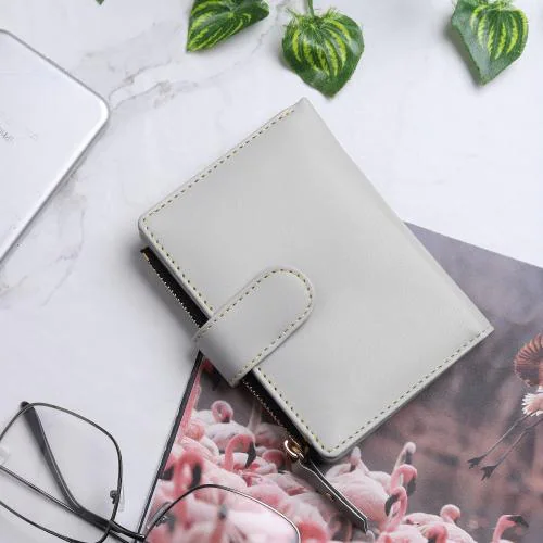 TnW Womens Small Zip Around Purse | Ladies 2 Fold Wallet(Grey)