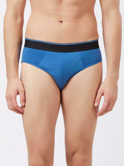 FRUIT OF THE LOOM Men's Blue Solid Cotton Blend Briefs