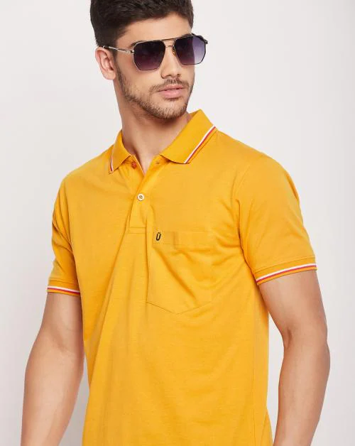 UNIBERRY Men's Cotton Half Sleeves Solid Polo Neck T-shirt-