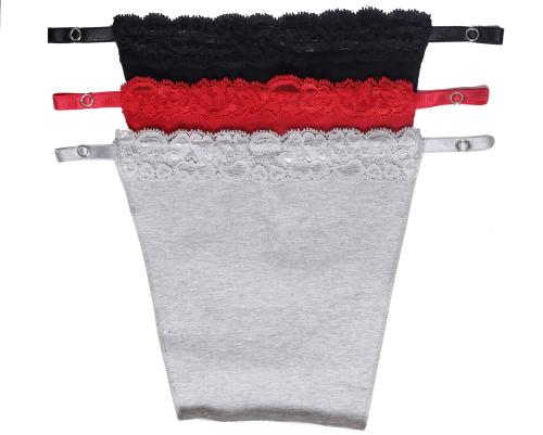 Finesse Miracle Cami Cotton Clip-on Mock Camisole Set Of 3-Black, Red & Grey