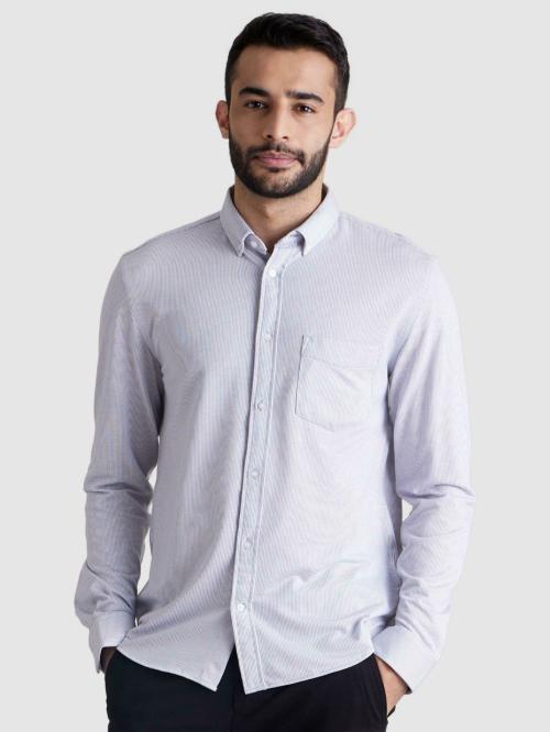 Celio Men Striped White Long Sleeve shirt By Celio