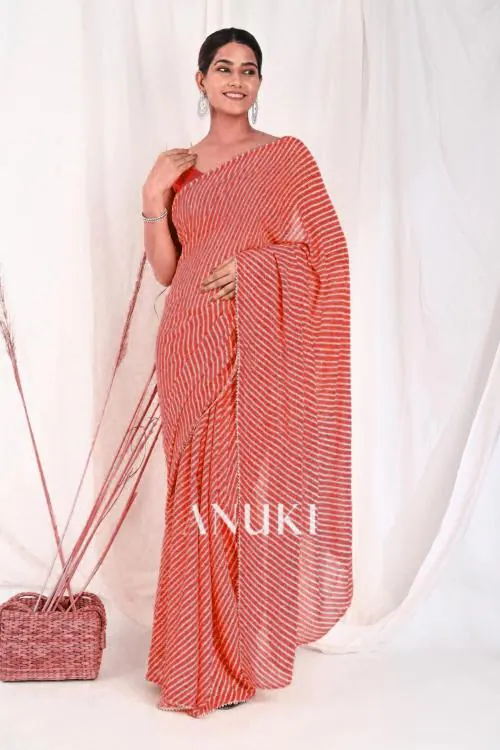 ARPI FASHION Women Red Digital Print Georgette Tant Saree