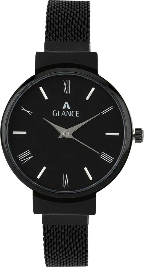 Aglance Analog Black Dial Black Strap Watch for Women