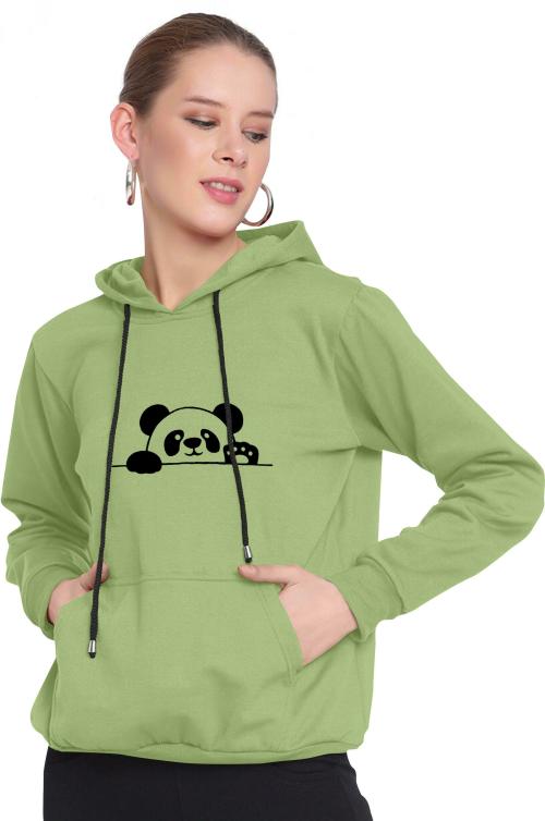 AJ Brothers Women Green Self Design Cotton Blend Hooded Sweatshirt (XL)