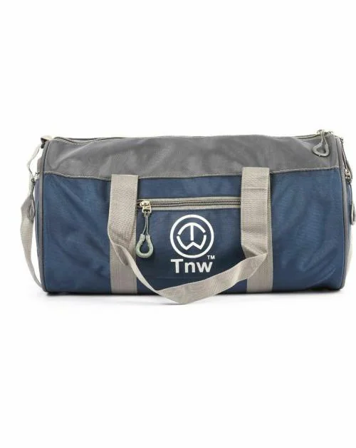 TnW Blue and Grey Polyester Hand Duffle Bag without Wheels 21 L