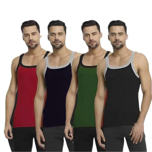 FRANSCART Gym Vest for Men Cotton Combo Multicolor Regular Fit (Pack of 4)
