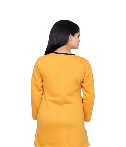 PLUSH Women's Winter Wear Printed Night Suit/Nightwear suit Sets/Nightsuits (M-Mustard)