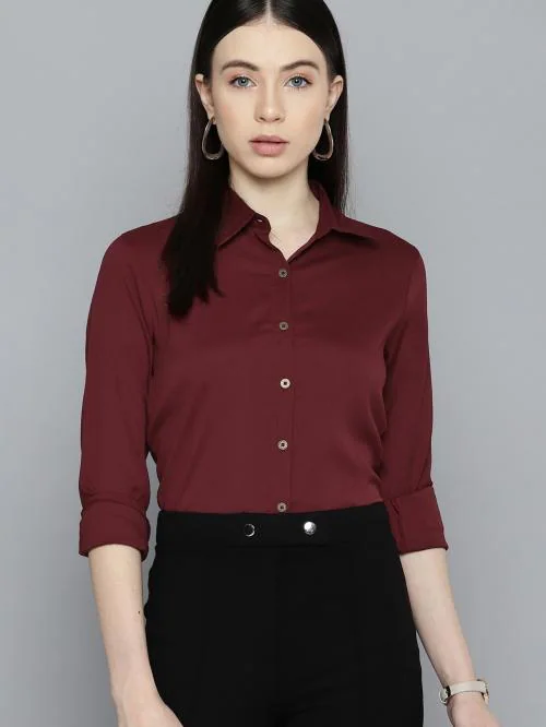 Wisstler Women Maroon Color Solid Shirts