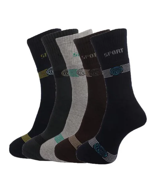 Buy DOLLAR Men's Multicolor Solid Cotton Blend Pack of 5 Fulllength