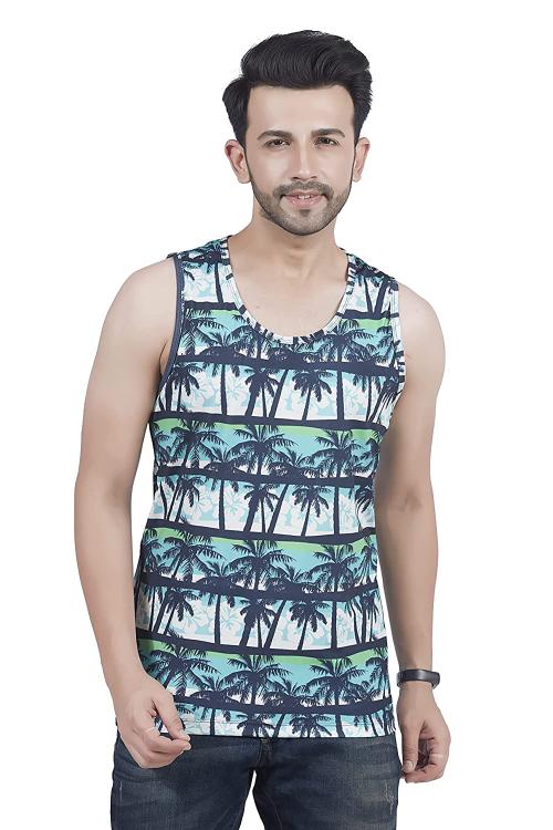 THALASI Stylish Cotton Printed Vest for Men - fancy vest for men printed - Printed Gym Vest/Sando for men - Stylish Ganji Baniyan and Gym Wear, Sleeveless T-shirt for Men Vest, Top Sando for men