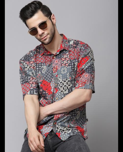 Rigo Men Blue Red Paisley Print Shirt