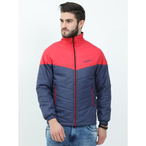 RYKER Men's Full Sleeve Colorblock Casual Jacket (Navy Blue-Red)