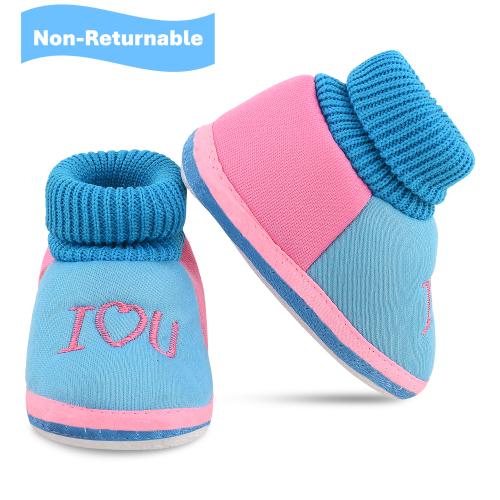 SMARTOTS Pack of 1 Stylish New Born Baby Shoes | Skin Friendly Comfortable Baby Boy Shoes New Born 0-9 Months | Baby Boy Shoes New Born | Baby Shoes 0 Size | Baby Shoes | Baby Booties | Baby Girl Shoes 0 Size | Baby Footwear, Color-ILOVEU-Skyblue