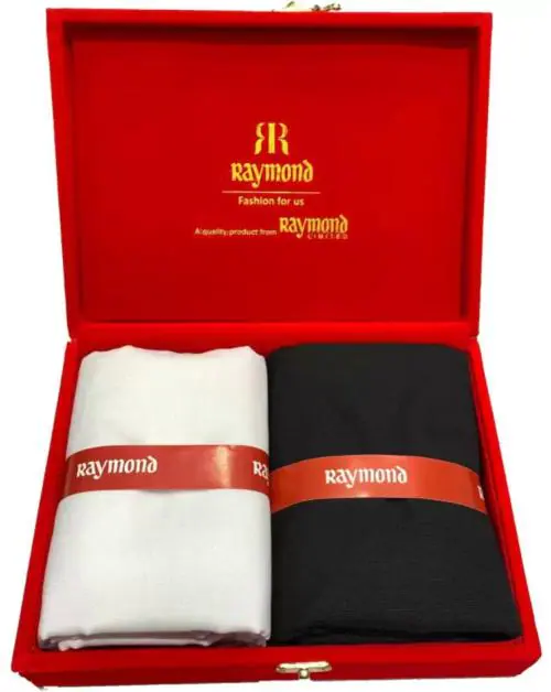 Raymond Polycotton White Shirt & Trouser Fabric in Velvet Box Packing (Shirt-2.50 m, Pant-1.30 m)