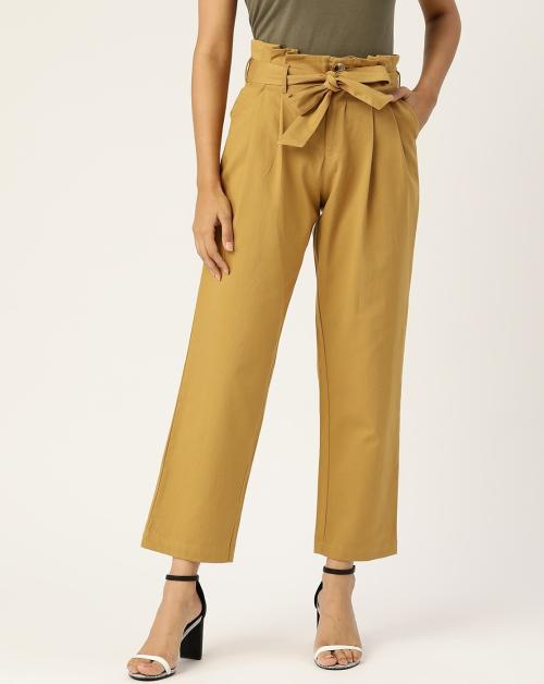 Mustard Paper Bag Pants