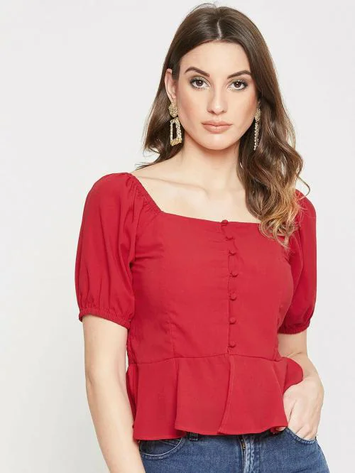 Marie Claire Women Red Solid Top
