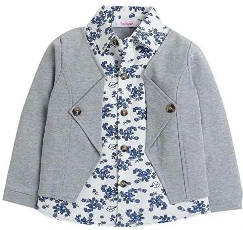 LA3MINE Baby Boys And Baby Girls Grey Printed Cotton Blend Party Blazer Pant, Bow Tie (6-9 M)