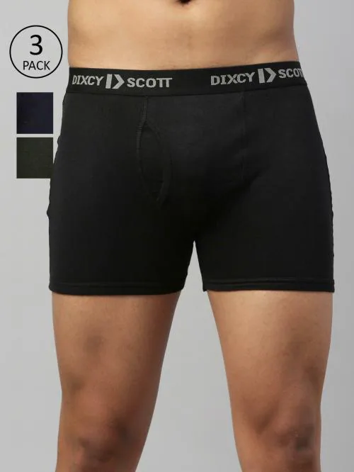 Dixcy Scott Maximus Men's Assorted Solid Cotton Pack of 3 Trunks