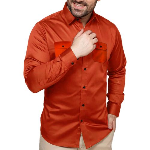 BINAYAK Premium Double Pocket Satin Shirt for Men - Stylish and Functional