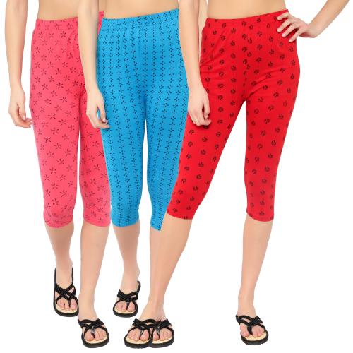 Capri for Women | Printed Capri for Girls | 3/4th Pants for Women | Cotton Lycra Capri Women | 3/4 Leggings for Women | Three Fourth Pants for Women