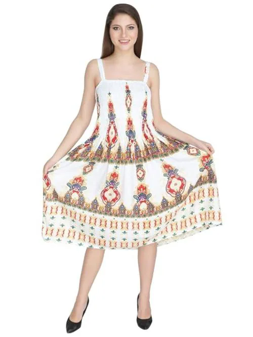 Ukal Women' s Bobin Printed Cover Up Swimsuit Sleeveless Tunic Plus Size Tank Top Beach Dress