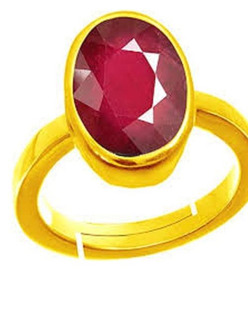 Ceylonmine Ruby Manik Natural Stone Finger Ring With Gold Plated Ring