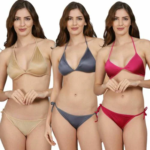 Buy PrivateLifes Women Multicolor1 Solid Silk Bra & Panty Set For Women  Pack Of 3 Online at Best Prices in India - JioMart.