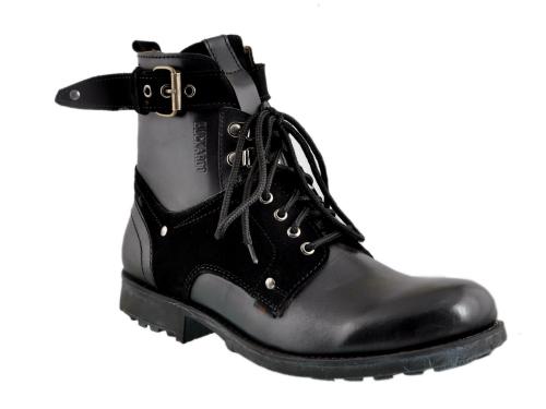 BCK by Buckaroo MAXWELL Natural FullGrain Leather Black Casual Boots For Men