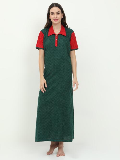 RnP Green Collar Cotton Nighty