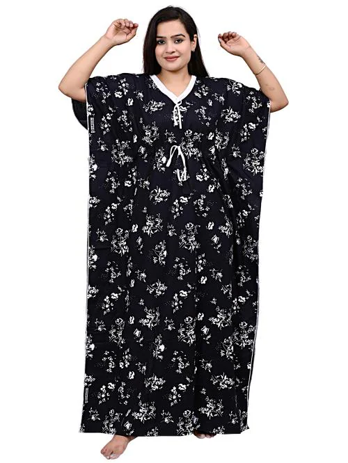 Buy NACNO Women's Printed Cotton Kaftan Nighty/Maxi/Nightgown Online at