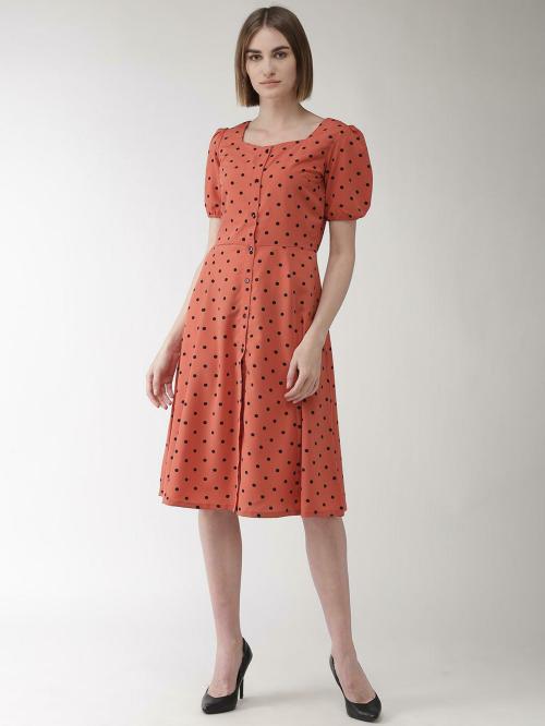 plusS Women Rust Printed Dress