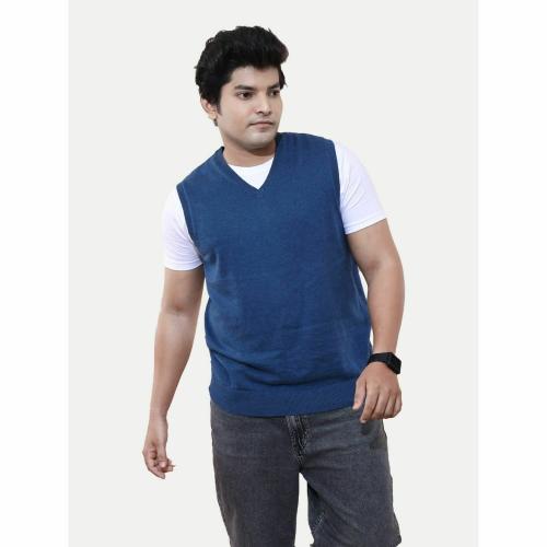 Rad Prix Men Mid Blue Oversized Sleeveless Sweater
