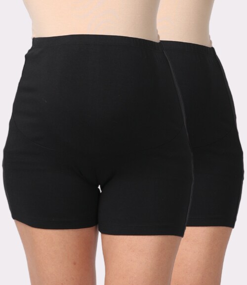 Morph Maternity | Pregnancy Women Shorts Cotton | Pregnancy Panties For Women | Shorts Style | Prevents Inner Thigh Chafing Caused By Weight Gain | Soft & Stretchy Cotton | Pack Of 2 | Black & Black | L