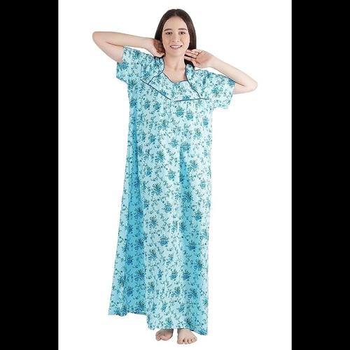 N. P ENTERPRISES Half Sleeve Nursing Feeding Maternity Nighty Zip Opening at Bust
