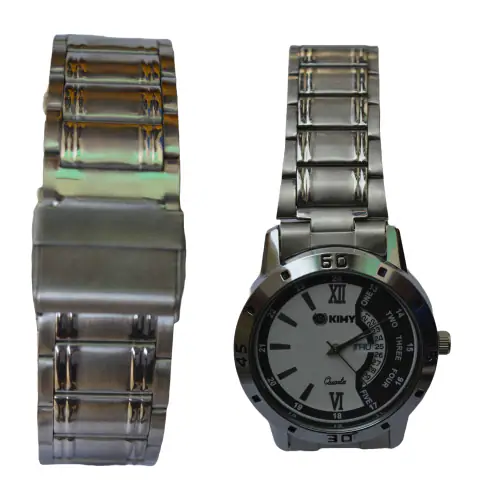KIMY premium analog watches with a traditional style for men and boys, including a stainless steel chain and a round steel dial.