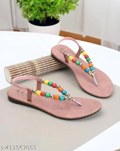 ARKFOOT Women PU Pvc Sol Woven Design Closed Back Flat Sandal | Stylish Trendy Sandal Sleeper for Women | Casual Wear Sleepers for Women | Peach Color | IND-8 Size