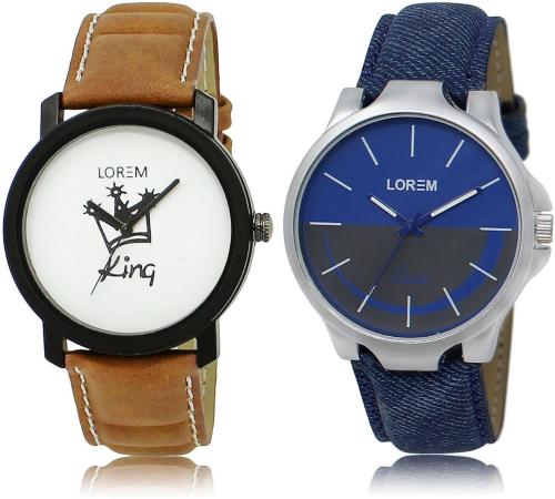 BG DHOLARIYA Analog Multicolor Dial Blue Strap Watch For Men (Pack Of 2)