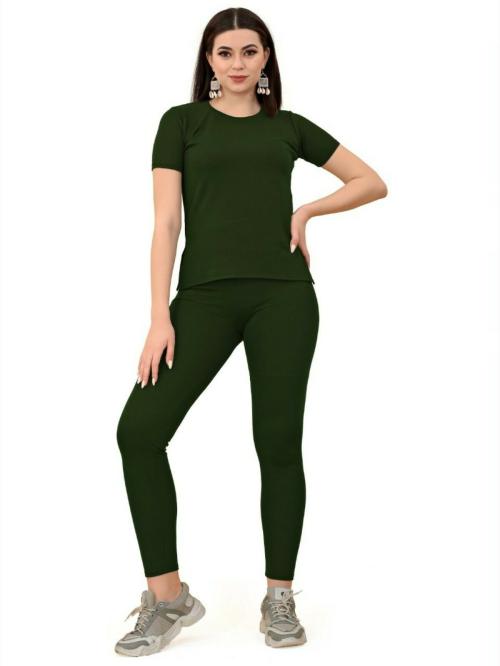 Andaria Fashion Hub Cotton Stylish Sports Use Tracksuit Women's Yoga Track Suit (Green-S)