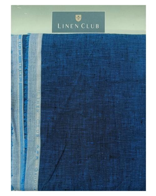 Linen Club Men Blue Solid Linen Shirt Fabric