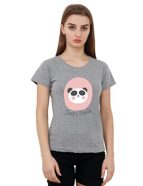 Reifica Women Melange Grey Cotton T-Shirts (L)