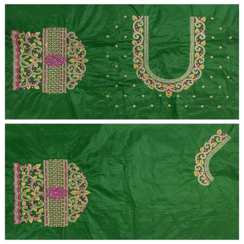KESWI FAB TRADITIONAL AKU PATTU(COTTON SILK) PAYAL EMBROIDERY DESIGN BLOUSE PIECE (UN-STITCHED)