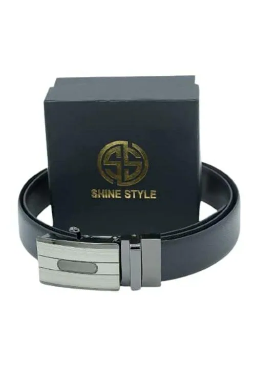Shine Style Black Genuine Leather Belt| Belt| Men Belt| Leather Belt| waist-40