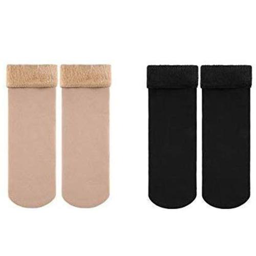 TENDSY Winter Socks for Women | Woolen/ Ankle Socks for Women |2Pair Socks Skin Black