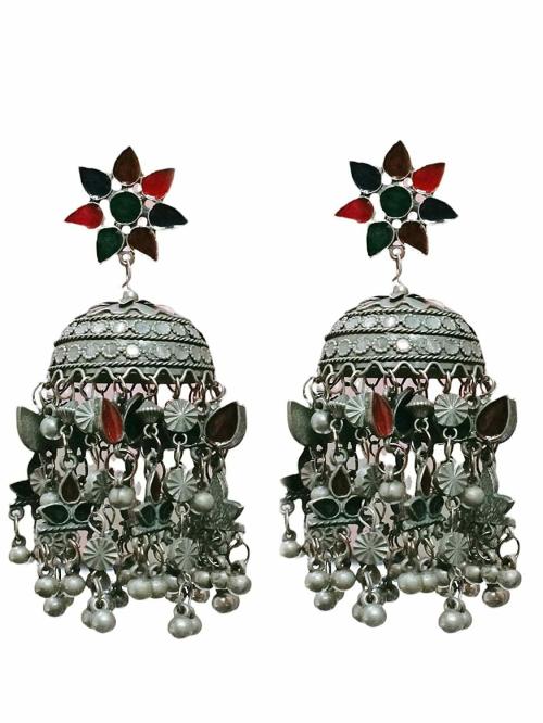 Total FashionOxidised Stylish Designer Afghni Big Meenakari Work Jhumka Earrings for Womens and Girls