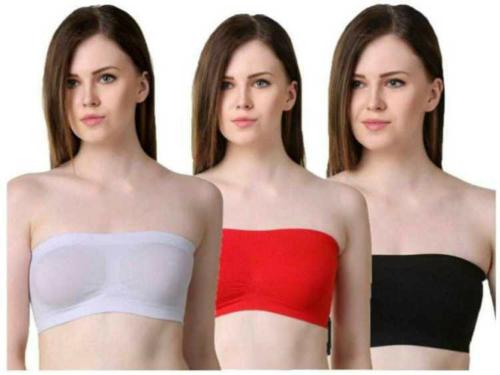 Nelkar Women Multicolor Solid Cotton Viscose Blend Tube Non Padded Bra (30)