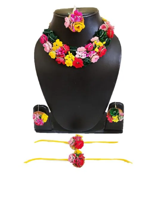 Buy K&K KREATION MULTI COLOR FLOWER JEWELERY FOR HALDI OR MEHNDI