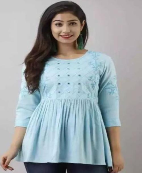 SK Textiles Fancy Designer Women Tops & Tunics, AquaBlue-S,Tops-92